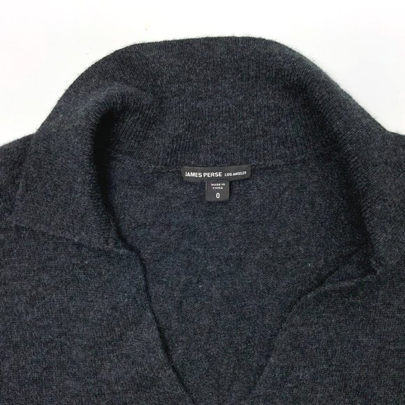 JAMES PERSE 100% Cashmere Oversized Polo Sweater Dress Gray Sz XS (0) - Picture 4 of 16